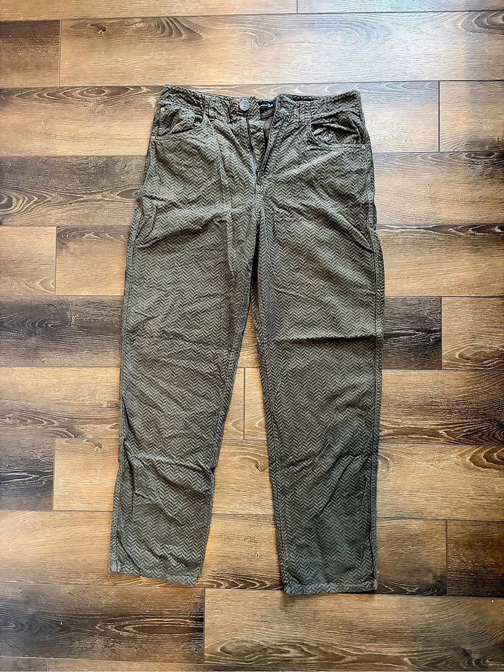 Massimo Dutti Straight Leg 100% Cotton Pants in Green US 4